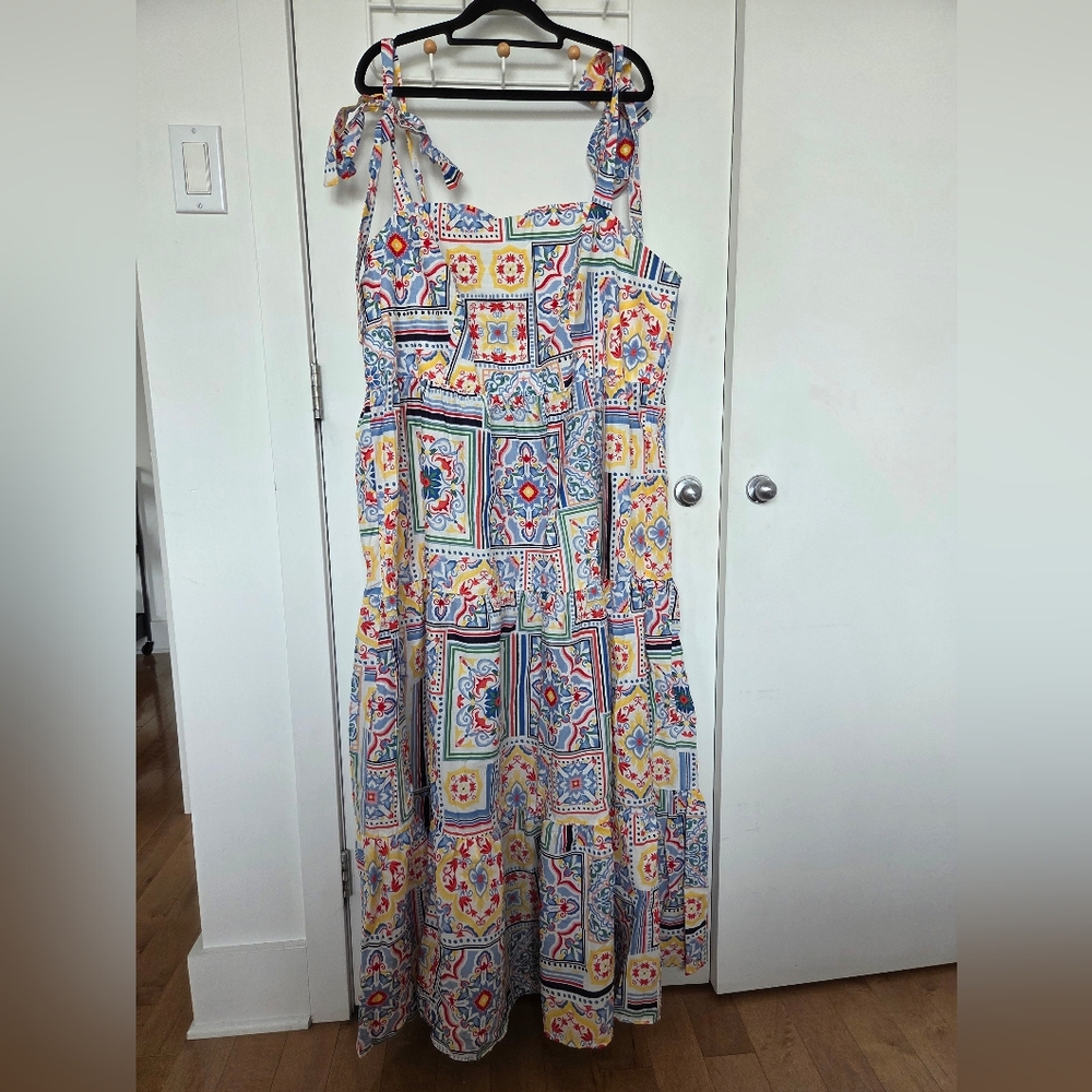 Eloquii Plus Size Tile Pattern Cotton Maxi Dress - Size 18